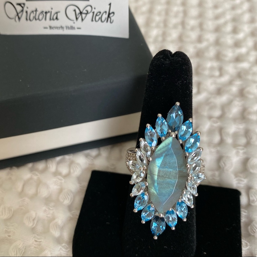 Victoria Wieck Collection Sterling Silver Labradorite & Multi Gem Ring